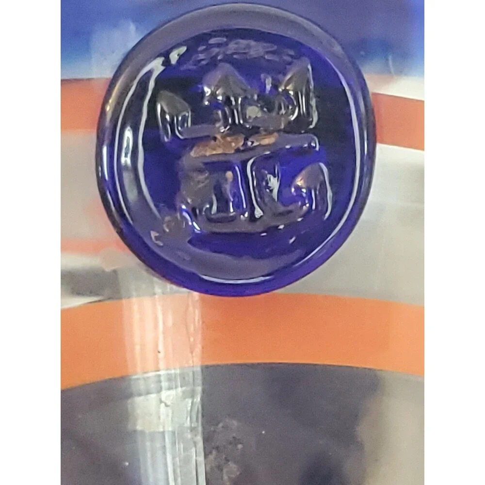 7 Vtg Royal Caribbean Cobalt Blue Swirl Blown Glass Dessert-Margarita Cruise